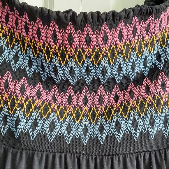 Torrid Off Shoulder Black Embroidered Skater Dress Plus Size 2 - Picture 3 of 9